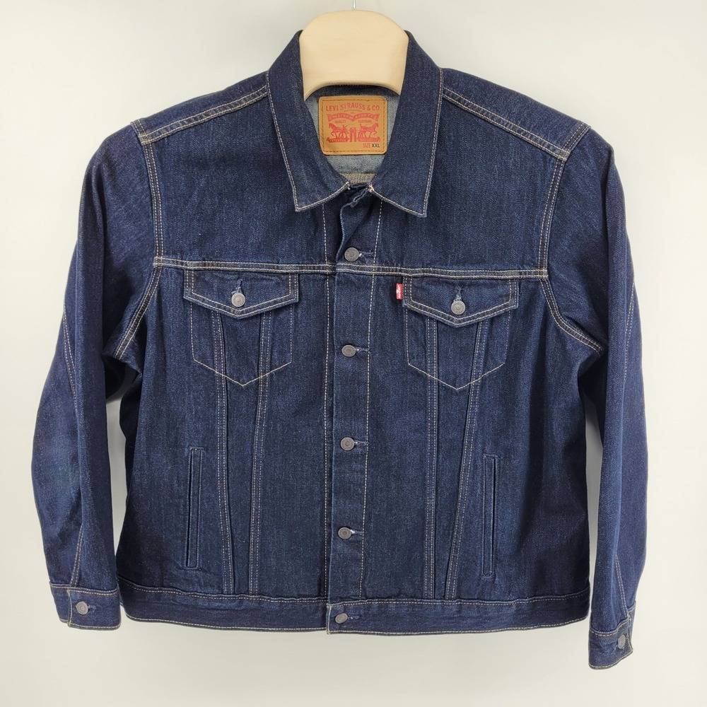 Levi Strauss & Co. Denim Trucker Jacket Mens XXL Dark Wash Cotton Casual